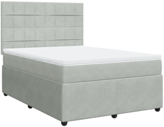 vidaXL Boxspringbett mit Matratze Hellgrau 140x190 cm Samt 3292334