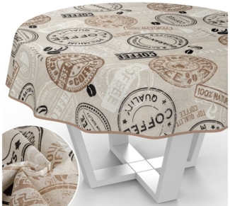 ANRO Tischdecke mit Tee und Kaffee aus Textil Tischtuch mit Beschichtung Tischwäsche (Einzelstück 1-tlg), auch als Gartentischdecke - mit Schutzschicht