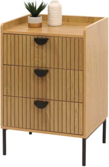 Kommode HWC-O39, Highboard Schrank, 3 Schubladen Melamin MDF 77 x 50 x 42 cm ~ natur
