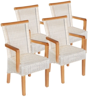 Amagohome Armlehnstuhl Esszimmer Stühle Set mit Armlehnen 4 Stück Rattanstühle Stuhl weiß Per