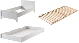 Einzelbett Karalynn 208x96x77 Kinderbett Massivholz+MDF Weiß