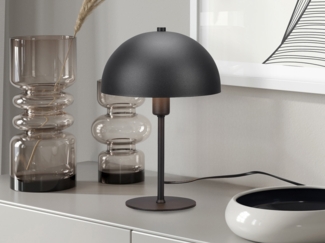 LED Tischleuchte aus Metall Schwarz, Lampenschirm innen Gold, Höhe 30cm