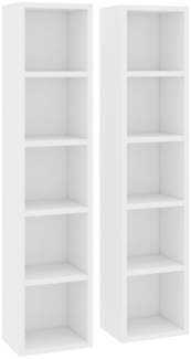 vidaXL CD-Regale 2 Stk. Weiß 21x16x93,5 cm Holzwerkstoff 802696