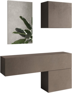 INOSIGN Garderoben-Set Infinity, 4tlg. Breite 138 cm, Höhe variabel, moderne Garderobe, (Spar-Set, 4-St), (Hängeschrank, Hängewürfel, Würfel-Element, Spiegel) ideal Diele, Flur