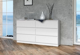 Home Collective Kommode Highboard Sideboard für Flur Schlafzimmer Wohnzimmer (Perfekt für Wohnzimmer, Schlafzimmer oder Esszimmer), mit 6 Schubladen, Breite 140 cm Höhe 75, Weiß