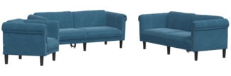 vidaXL 3-tlg. Sofagarnitur Blau Samt 3209217