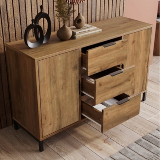 OKWISH Kommode, Sideboard Schrank mit 3 Schubladen und 2 Türen