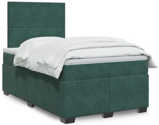 vidaXL Boxspringbett mit Matratze Dunkelgrün 120x190 cm Samt 3293155