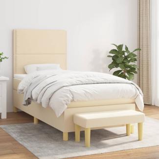 vidaXL Boxspringbett mit Matratze Creme 90x190 cm Stoff 3137042