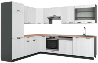 Vicco Eckküche Weiß Landhaus/Anthrazit 227x287 cm , AP Eiche, Fame-Line