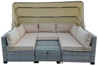 HTI-Living Gartensofa Outdoor Sofa Eleni Grau/Beige, Set 6 Teile, Loungemöbel Gartenlounge Terrassenmöbel