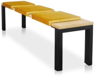 Lycce Bankauflage Klemmkissen, Sitzkissen mit 1 Leiste, 40cm breit - 35cm Klemmtiefe, (1 St), weich gepolstert, verrutscht nicht, edle Optik Samt senf olive