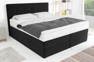 99rooms Palermo Boxspringbett Velours KRONOS Schwarz 180x200 cm Bonell-Federung