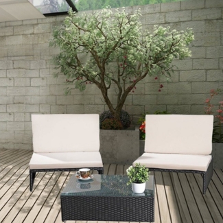 Melko Gartenlounge-Set Gartenset Lounge aus Polyrattan ver. Farben Sitzgruppe 2 Sessel Tisch, (Stück), Wasserabweisend