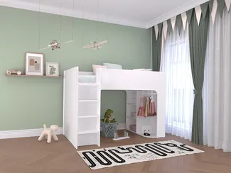 Vente-unique - COLUMI Bett Holz, Platte Weiß - B 110 cm x H 140 cm x L 200 cm