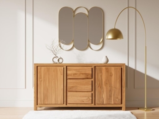 Vente-unique - Sideboard mit 2 Türen & 3 Schubladen - Teakholz - Holzfarben - ALEMIA