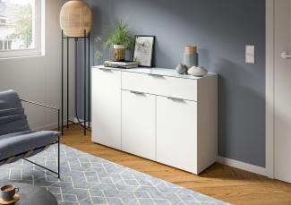 INOSIGN Sideboard Raio, Breite 135 cm, 3 Türen, 1 Schubkasten, Oberboden mit Glasplatte, Anrichte, Kommode, Schrank