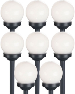 Expo Börse LED Solarleuchte, LED-Leuchtmittel fest verbaut, Warmweiß, Kugelleuchte Solar 10 cm Solarleuchte Kugel Garten LED Gartendeko 8x