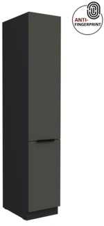 Küchen Hochschrank 40 cm Küche ARIA Graphite ultra matt + Schwarz matt, hochwertige Fronten mit Anti Fingerprint Beschichtung Küchenzeile Küchenblock