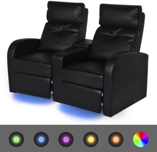 vidaXL Relaxsessel 2-Sitzer mit LED Kunstleder Schwarz