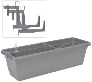 Blumenkasten Set Extra Line 59cm Steingrau Halter + Kasten inkl. Wasserspeicher