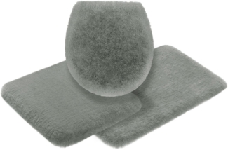 Leonique Badematte Ransol, besonders langer Flor, sehr flauschig, Höhe 50 mm, fußbodenheizungsgeeignet, strapazierfähig, Polyester, rechteckig, 3-tlg. Hänge-WC Set, Badteppich, Kaninchenfell-Haptik, rechteckig, rund & als 3-tlg. Set