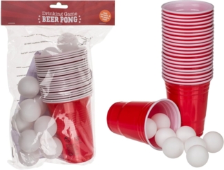 mucHome Becher Beer Pong Becher Set 15 Bälle und 22 Trinkbecher, 37-tlg.
