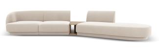 Micadoni Modulares Sofa Miley 4-Sitzer mit 1 Armlehne Rechts Samtstoff Helles Beige