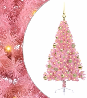 vidaXL Künstlicher vorbeleuchteter Weihnachtsbaum Rosa 120 cm PVC 3397054
