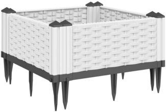 vidaXL Pflanzkasten mit Erdspießen Weiß 42,5x42,5x28,5 cm PP 368005