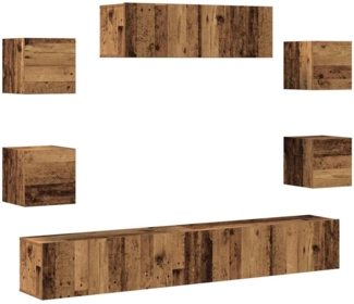 vidaXL 7-tlg. TV-Schrank-Set Wandmontage Altholz-Optik Holzwerkstoff 3329209