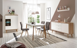 Esszimmer Set Merle 250cm eiche riviera weiß matt Esstisch Vitrine