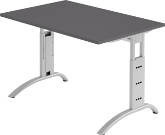 bümö manuell höhenverstellbarer Schreibtisch 120x80 cm in graphit - PC Tisch höhenverstellbar & klein, höhenverstellbarer Tisch Büro, kleiner Computertisch verstellbar, F-Serie, FS-12-G-S