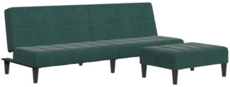 vidaXL Schlafsofa 2-Sitzer mit Fußhocker Dunkelgrün Samt 3258129
