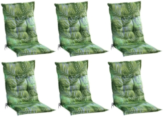 GO-DE Polsterauflage LAKEVIEW, B 50 x L 110 cm, Grün, 6er Set, (Set, 6 St), Gartenstuhlauflagen für Mittellehnstühle