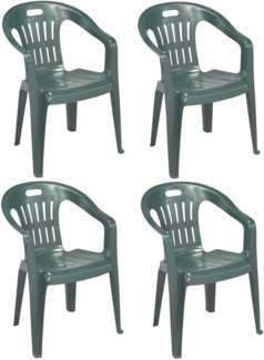 4er-Set stapelbare Stühle mit niedriger Rückenlehne und Armlehnen, Made in Italy, Farbe grün, Maße 55 x 78 x 56 cm