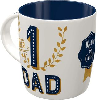 Nostalgic-Art Retro Kaffee-Becher - Word Up - Number 1 Dad, Lustige große Retro Tasse mit Spruch, Vintage Geschenk-Idee für den besten Vater, 330 ml