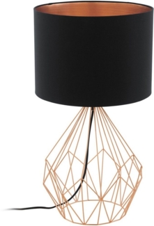 Eglo 95185 Tischleuchte Pedregal 1 mit Schalter in kupfer Textil schwarz, kupfer 1X40W H:64,5 Ø 35cm
