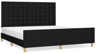 Doppelbett mit Kopfteil Stoff Schwarz 160 x 200 cm