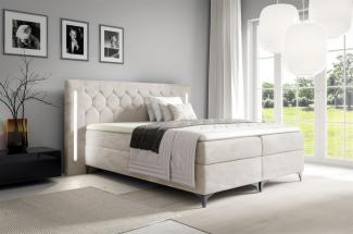 Boxspringbett Schlafzimmerbett ELODIE 160x220cm Creme inkl. Ambiente-LED