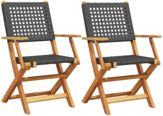 vidaXL Gartenstühle 2 Stk. Schwarz Massivholz Akazie und Poly Rattan 367663