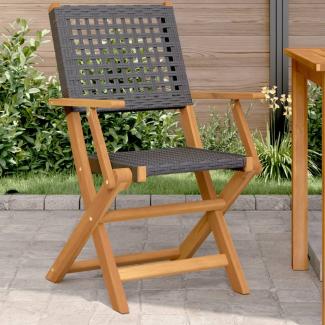 vidaXL Gartenstühle 2 Stk. Schwarz Massivholz Akazie und Poly Rattan 367663