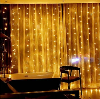 Rosnek LED-Lichtervorhang 2x2M, wasserdicht, USB, für Schlafzimmer Wand Fenster Weihnachten Deko
