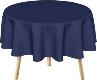 Tischdecke Rund 178 cm Navy Blau, Flecken- & Knitterresistent, Waschbar, Hochzeits- & Partydeko
