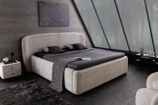 riess-ambiente Boxbett ART DECO 160x200 cm greige Bouclé - mit Stauraum & Lattenrost (Einzelartikel, 1-St), Doppelbett mit Rundumbezug & stilvolles Design