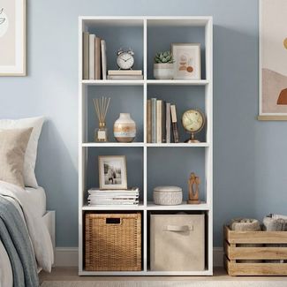 VASAGLE Standregal mit offenen Fächern, 4 Ebenen Würfelregal, Bücherregal für Wohnzimmer, Schlafzimmer, Homeoffice, weiß