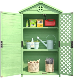MODFU Geräteschrank Outdoor-Schrank Werkzeugschrank (Wetterfester Outdoor Werkzeugschuppen aus Tannenholz – 3 Regale, für Garten & Terrasse, langlebig, pflegeleicht, mit Belüftung, 1-St, 90*56.5*175.3 cm)