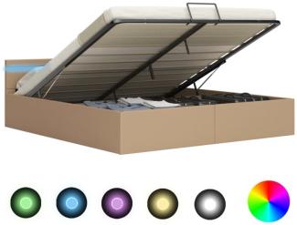 vidaXL Stauraumbett mit LED Cappuccino-Braun Kunstleder 180×200cm 285563