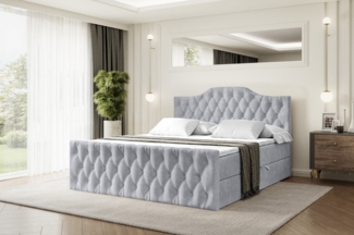 ALTDECOR Boxbett VILA-1-Z (Multipocket-Matratze H4, H3 Matratze Bonellfederung, Topper, Kopfteil), Doppelbett mit Fußteil