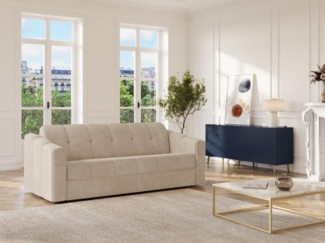 Vente-unique - Schlafsofa mit Matratze 4-Sitzer - Strukturstoff - Beige - Liegefläche 160 cm - Matratze 14 cm - DARIELO